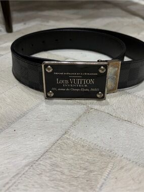 Louis Vuitton Black Damier Graphite Leather Belt Strap